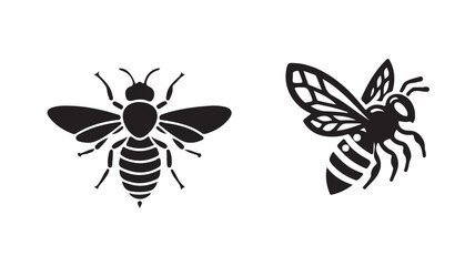 Honey bee icon vector silhouette illustration isolated on white background,vector illustration eps 10.