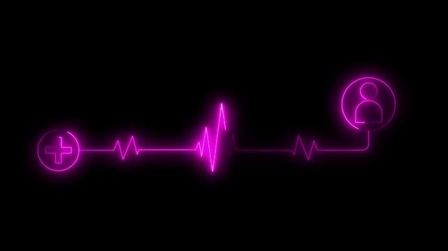 glowing heart pulse. Electrocardiogram motion. Emergency ECG monitoring Heartbeat, cardiogram.glow animation of heartbeat.