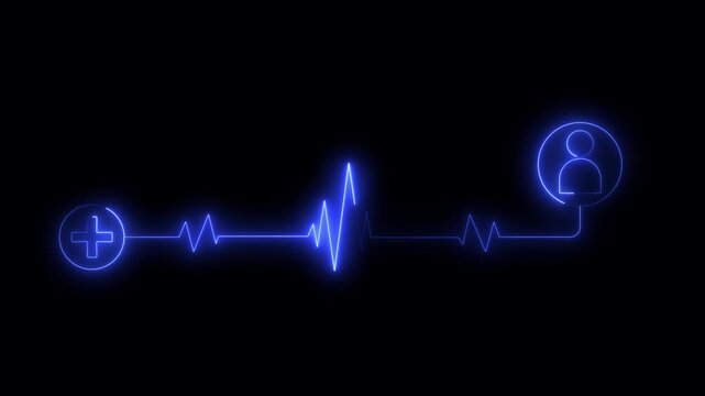 glowing heart pulse. Electrocardiogram motion. Emergency ECG monitoring Heartbeat, cardiogram.glow animation of heartbeat.