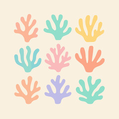 Underwater Garden: a colorful abstract marine life scene where coral reefs dance in a tranquil ocean. Aesthetically appealing for graphic design and decorative purposes