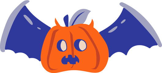 Bat Pumpkin Halloween Illustration