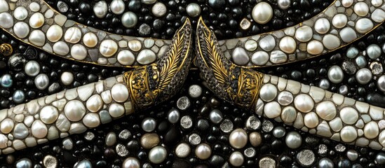 Fototapeta premium Ornate pearl-and-stone mosaic blades