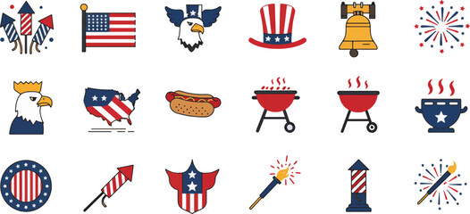 American Patriotic Icons Fireworks, Flags, Eagle, and More