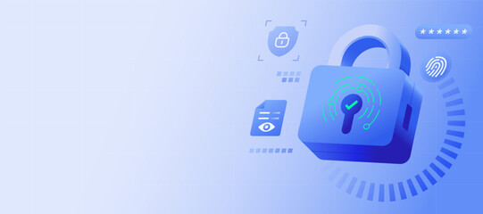 Data Privacy and Cybersecurity concept illustration Future technology security and integrity of information and personal data Banner