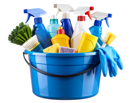  Full Cleaning Caddy with Cleaning Solutions and Accessories, isolated on transparent background - Powered by Adobe
