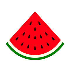 A juicy watermelon slice clipart with black seeds and vibrant colors isolated on transparent background. Perfect for summer beach themes, coastal decorations, party invitations, or holiday designs. 