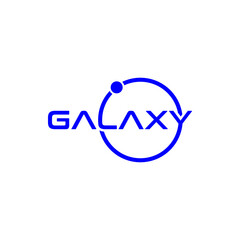 Bold Blue Galaxy Logo with Circular Design and Dot Element