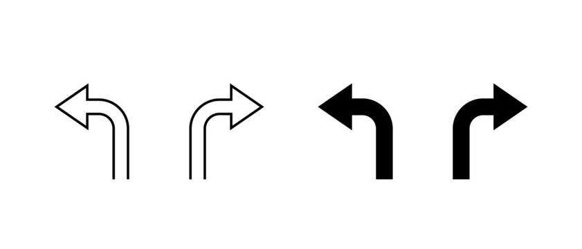 Two way turn arrow icon. Left and right turn sign