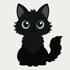 Adorable Black Cat Illustration Cute Kitten Vector Graphic