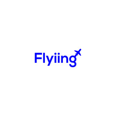 Creative Flying Wordmark with Airplane Icon
