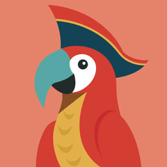 Pirate Parrot A Colorful Illustration of a Tropical Bird in a Captain's Hat