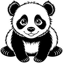 Adorable baby panda bear cub sitting cartoon illustration