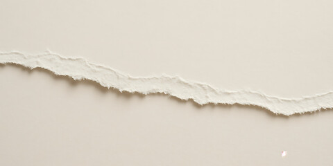 Torn White Paper Strip on Beige Background – Minimalist Ripped Edge Texture for Scrapbooking, Collage, Notes, and Modern Creative Design