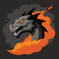 Fiery Dragon Head Illustration A Majestic Creature of Myth and Legend