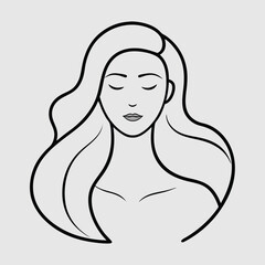 Serene Woman Line Art Illustration of Peaceful Beauty