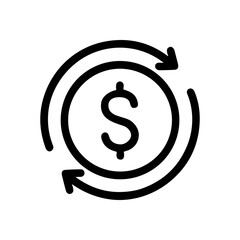 Circulating cash flow symbol outlined. Icon symbol illustration