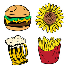 Cool pop art sticker design element set