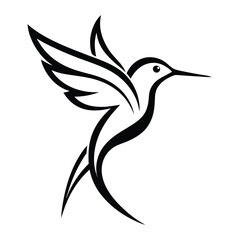 Elegant Hummingbird Line Art Vector Illustration 1 (209).eps