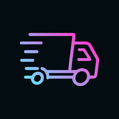 Gradient delivery truck dashes forward. Icon symbol illustration