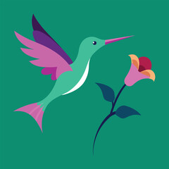 Hummingbird and Flower A Vibrant Vector Illustration (123).eps