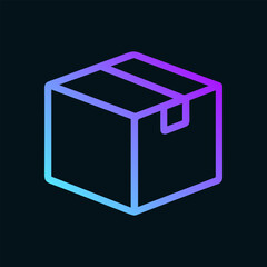 Neon box Deliveries in the future. Icon symbol illustration