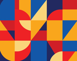 Geometric shapes in red yellow and blue abstract design