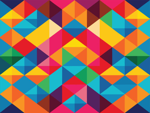 Geometric pattern of colorful triangles in a diamond shape