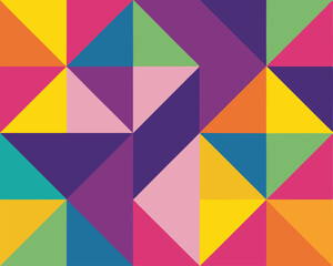 Geometric pattern with colorful triangles and square shapes