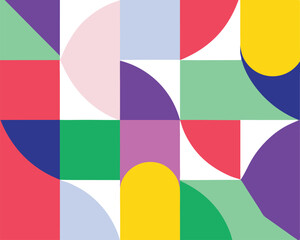 Abstract geometric pattern with colorful shapes on white