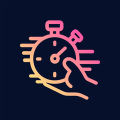 Swift stopwatch in hand fleeting moment. Icon symbol illustration