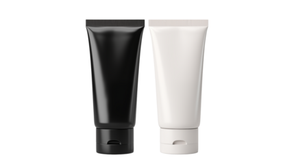 Elegant black and white cosmetic tubes mockup perfect for skincare branding design and packaging presentation