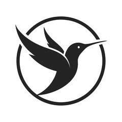 Elegant Hummingbird in Circle Vector Illustration Design