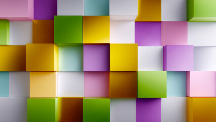Colorful cube arrangement with varying heights creating a textured and playful background design element