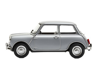 Side View of a Gray Vintage Mini Car Model