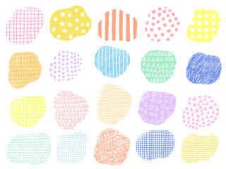 手描きあしらいセット　流体シェイプ　パターン　カラフル