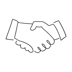 Business handshake png, minimal line art illustration, transparent background