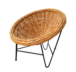 round rattan chair isolated. aesthetic tropical furniture