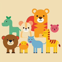 Obraz premium Adorable Animal Friends A Cute Cartoon Illustration (1 (423).eps)