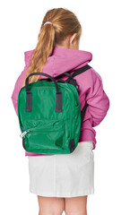 Png girl with school bag mockup