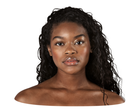 Png black woman bare shoulder sticker, transparent background