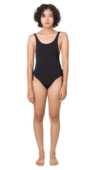 Woman in swimsuit png mockup one-piece summer apparel full body