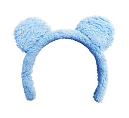 fluffy blue bear ears headband isolated