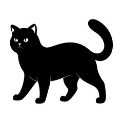 simple silhouette black British Scottish Fold cat walking vector icon on a whaite backround