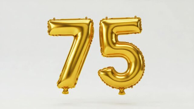 Gold Balloons 75th Anniversary Celebration.