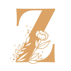 Letter Z script png floral alphabet