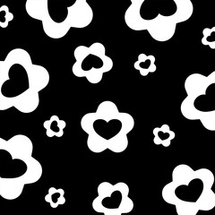 Beautiful black and white flower vector illustration.