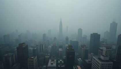 Obraz premium Editorial View of Urban Skyline Covered in Thick Smog from Air Pollution
