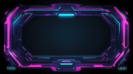 Futuristic frame with vibrant neon glow