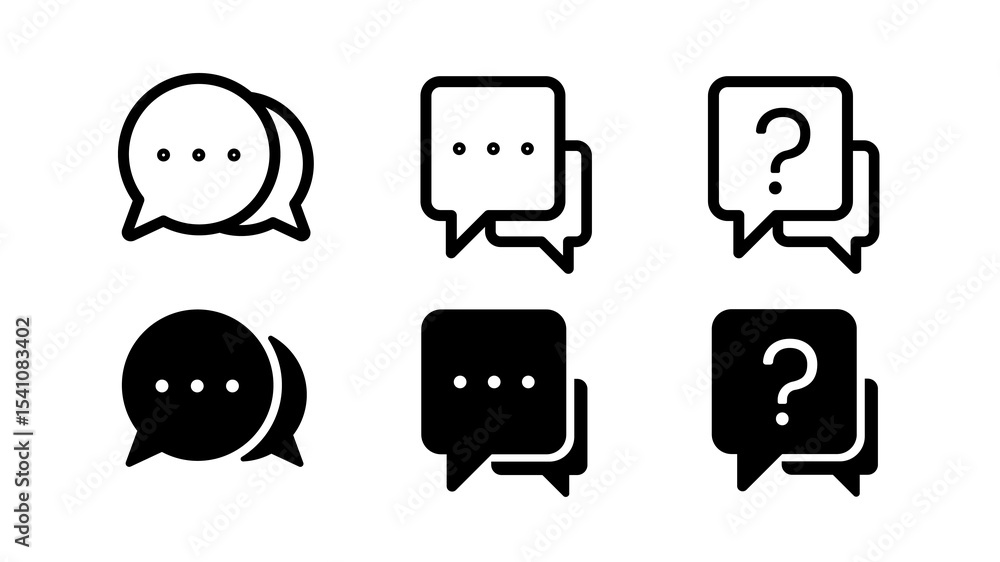 Poster png chat icons question speech bubbles, user interface icon set. elements on transparent background.