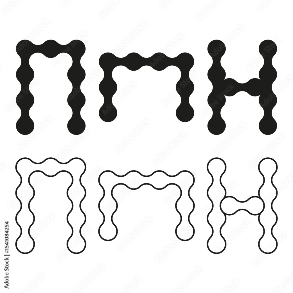 Poster bubble letter icon. rounded drop shape. abstract text figure. vector outline symbol.